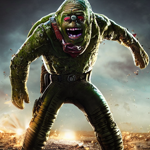 KREA AI pickle rick! as superman! flying in ( gears of war...