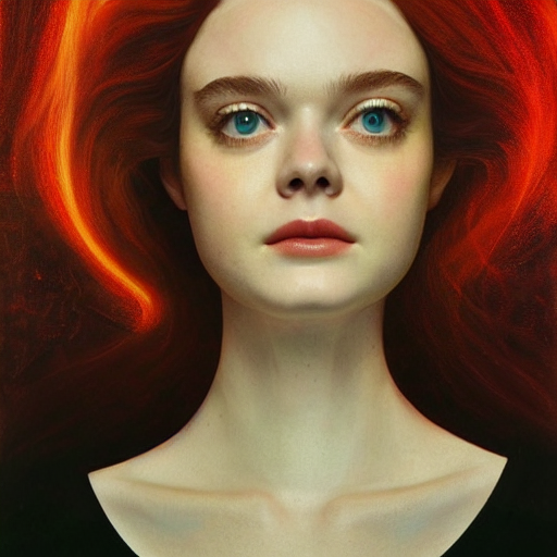 KREA AI Elle Fanning transcending into cyberspace in the s...
