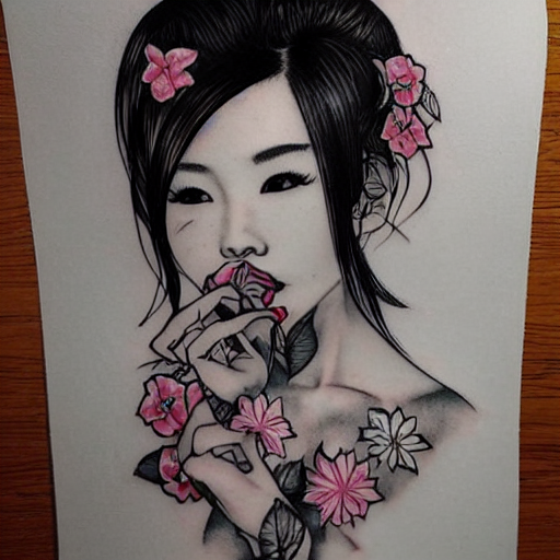 KREA AI tattoo design, stencil, tattoo stencil, traditiona...