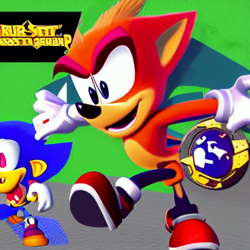 KREA AI crash bandicoot bros kirby super star ultra sonic