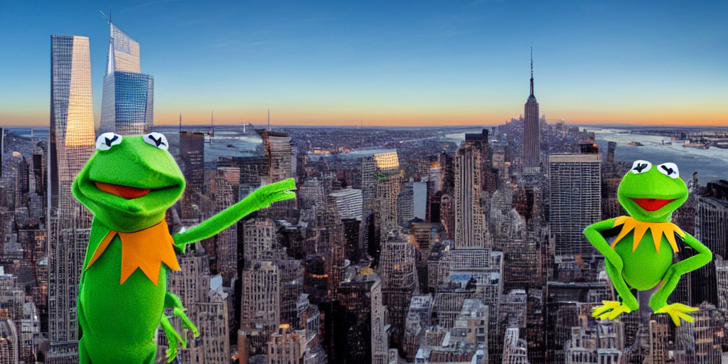 KREA AI Kermit the frog with a superhero cape on top of a