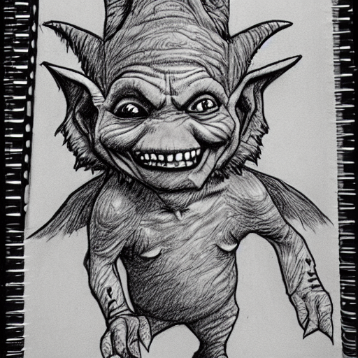 KREA AI - pencil sketch of a goblin by Tony Diterlizzi