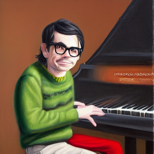 KREA AI An Oil Painting of Rivers Cuomo in a sweater with