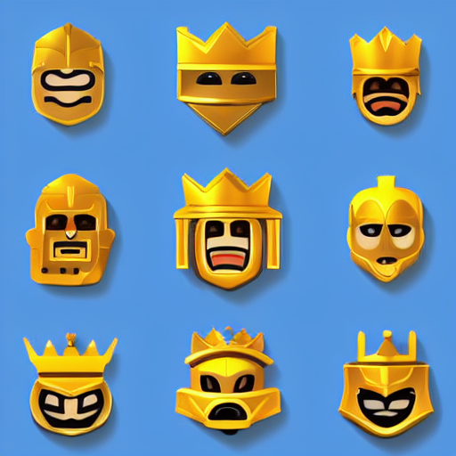 KREA AI gaming emoji concept gold armor crown style of emo...