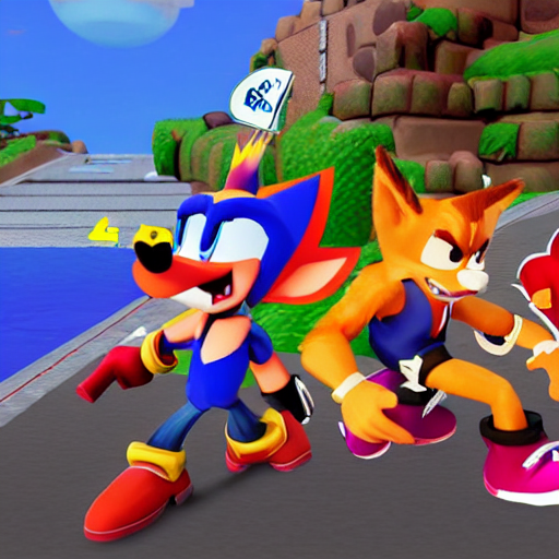 KREA AI crash bandicoot bros kirby super star ultra sonic