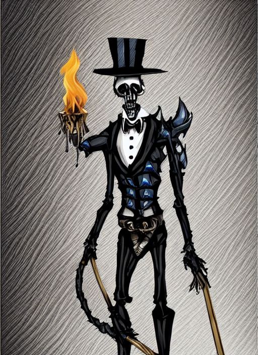 KREA AI - DND character art, skeletal male figure, wearing a...