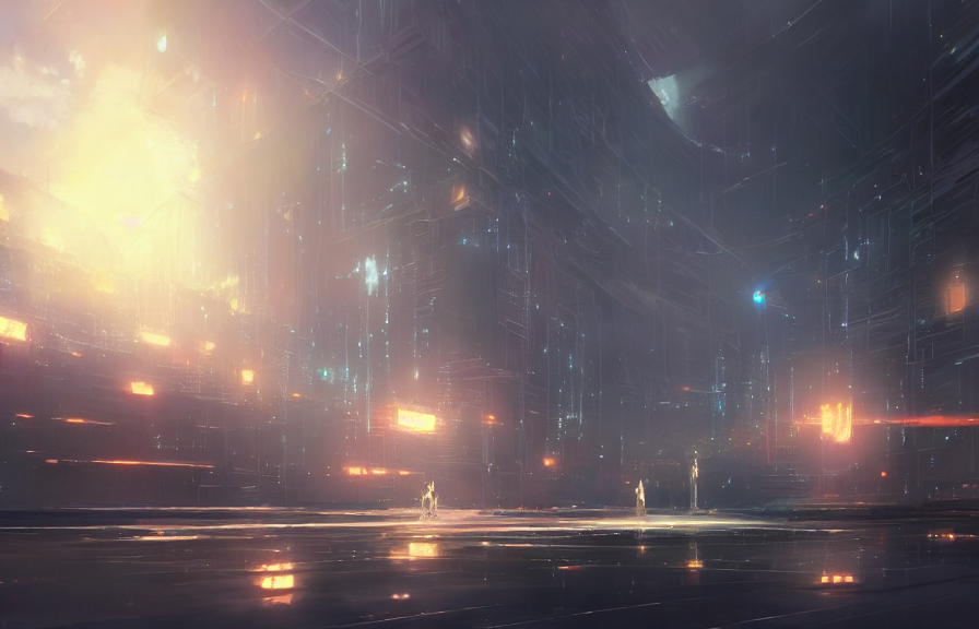 KREA AI makoto shinkai concept art of the cyberspace dimen...