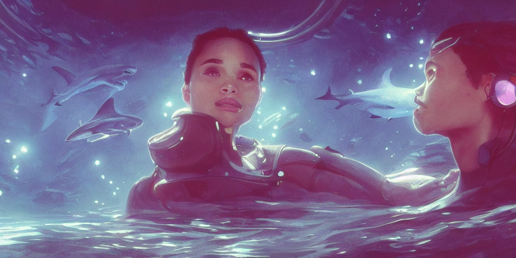KREA AI - Zoe Kravitz as an astronaut, underwater in the oce...