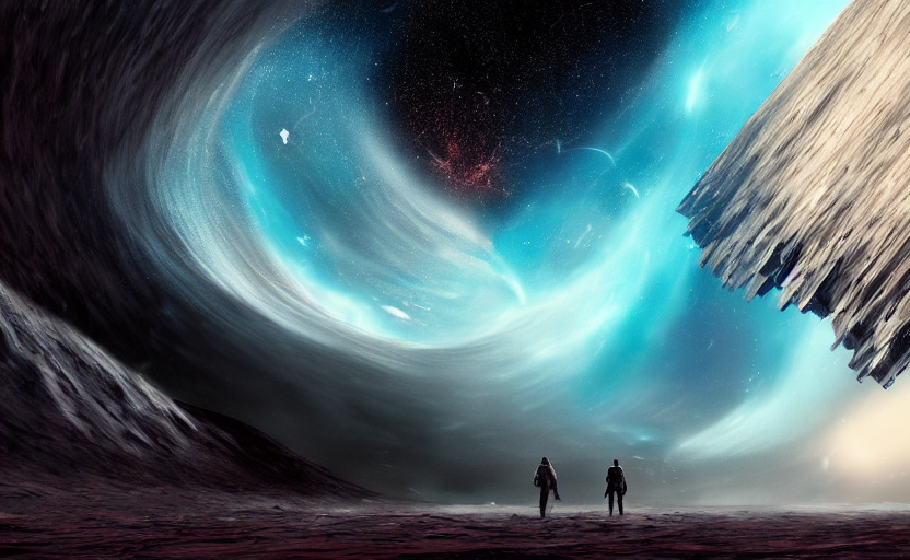 KREA AI a scene from the movie interstellar, giant wave on...