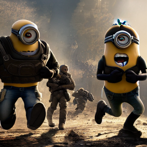 KREA AI Minions from ((Despicable Me)) in 'Gears of War',