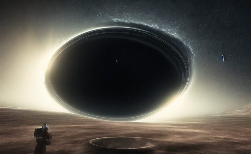 KREA AI interstellar style black hole, christopher nolan,