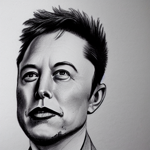 KREA AI - pencil drawing of Elon musk