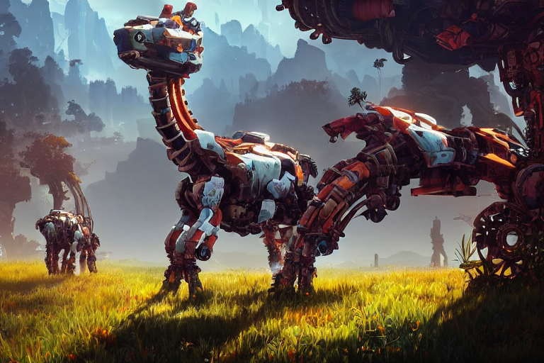 KREA AI grazer machine mecanical creature robot of horizon...