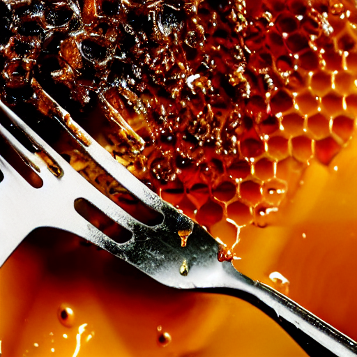 KREA AI a photorealistic fork covered in dripping honey, s...
