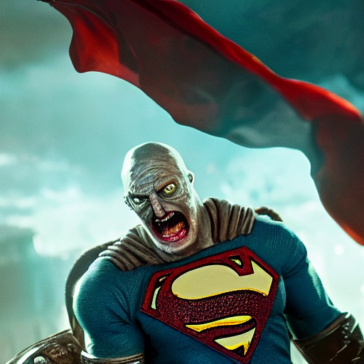 KREA AI pickle rick as superman flying in ( gears of war )...