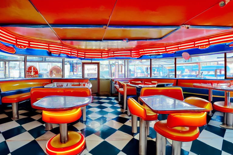 KREA AI 1 9 7 5 googie cyberspace themed classic american