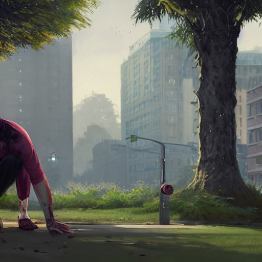 KREA AI highly detailed portrait asian jogger zombie in gt...