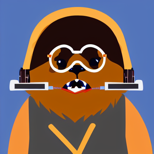 KREA AI vector artwork of an ewok wearing glasses, smoking...