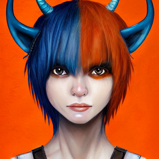 KREA AI illustrated realistic portrait female ORANGE SKIN