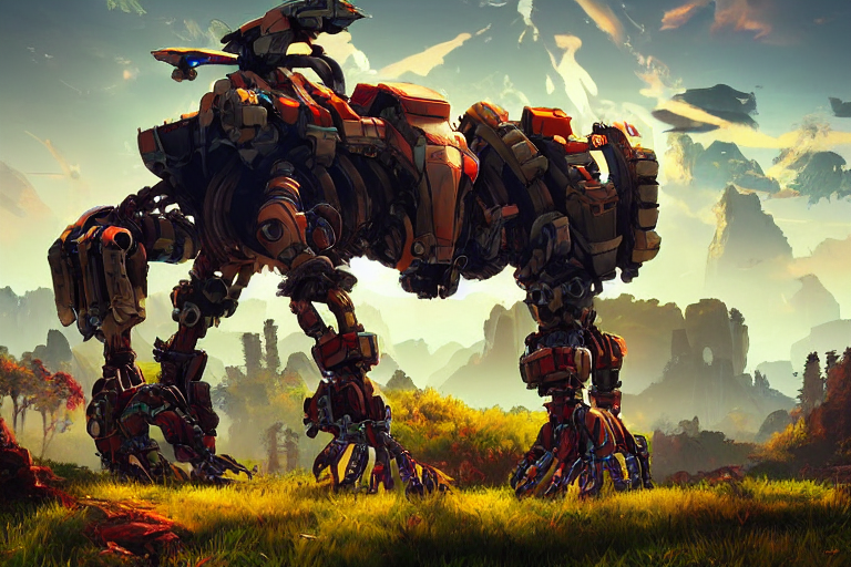 KREA AI grazer machine mecanical creature robot of horizon...