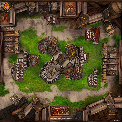 KREA AI D&D tabletop game map of tavern interior from orth...