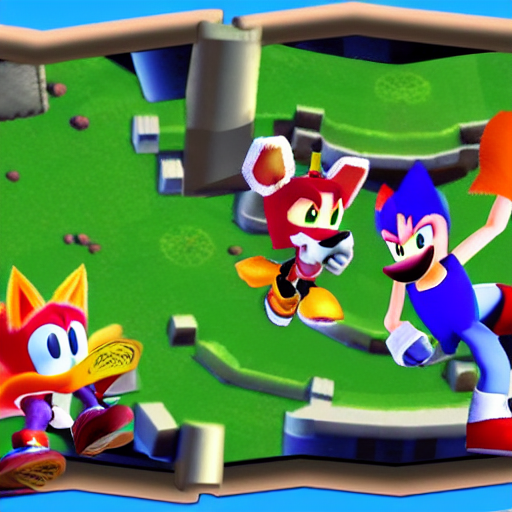 KREA AI crash bandicoot bros kirby super star ultra sonic