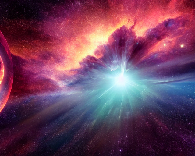 KREA AI interstellar starship in front of a nebula made of...