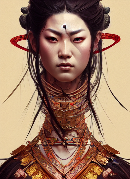 KREA AI - ultra realistic illustration, wrathful samurai war...