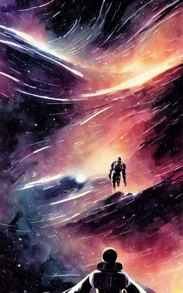 KREA AI interstellar movie poster by bill sienkiewicz and